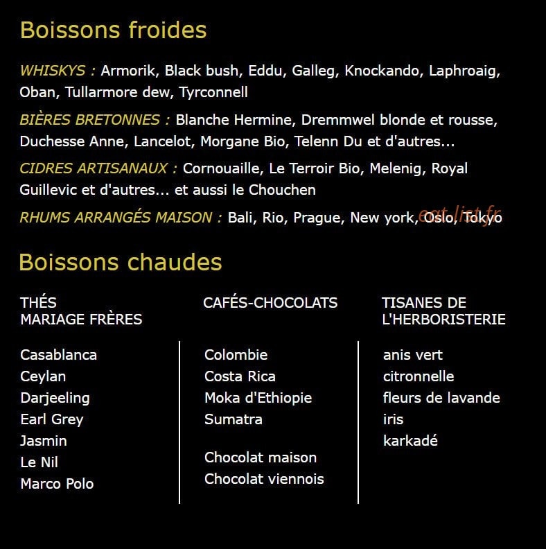 Crêperie Beaubourg — carte page 2