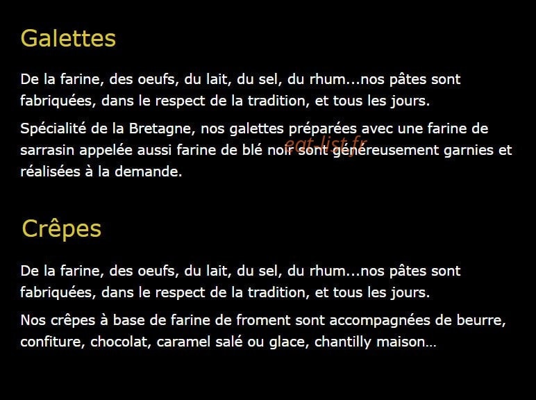 Crêperie Beaubourg — carte page 1