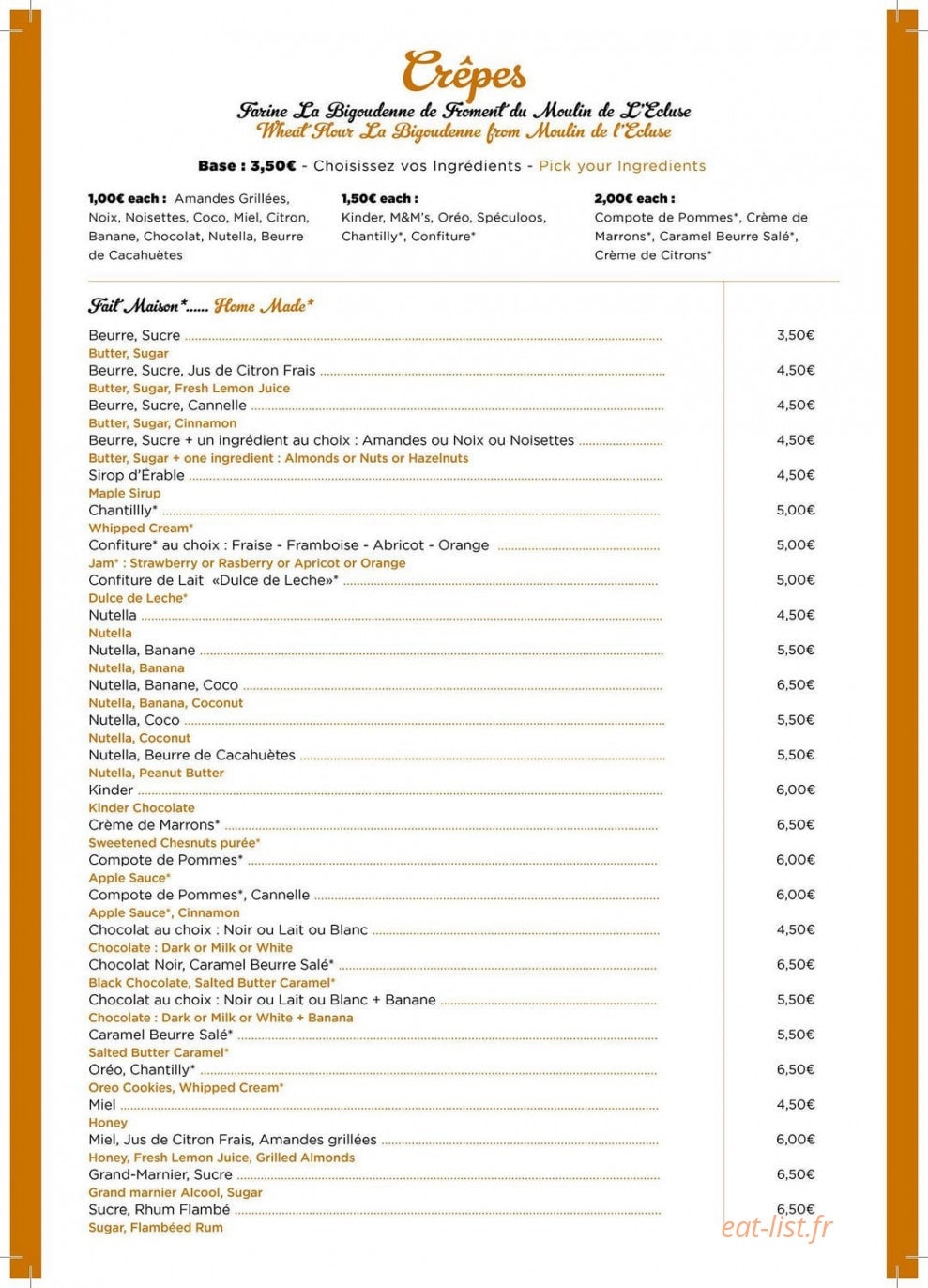 Crêperie Elo — carte page 3