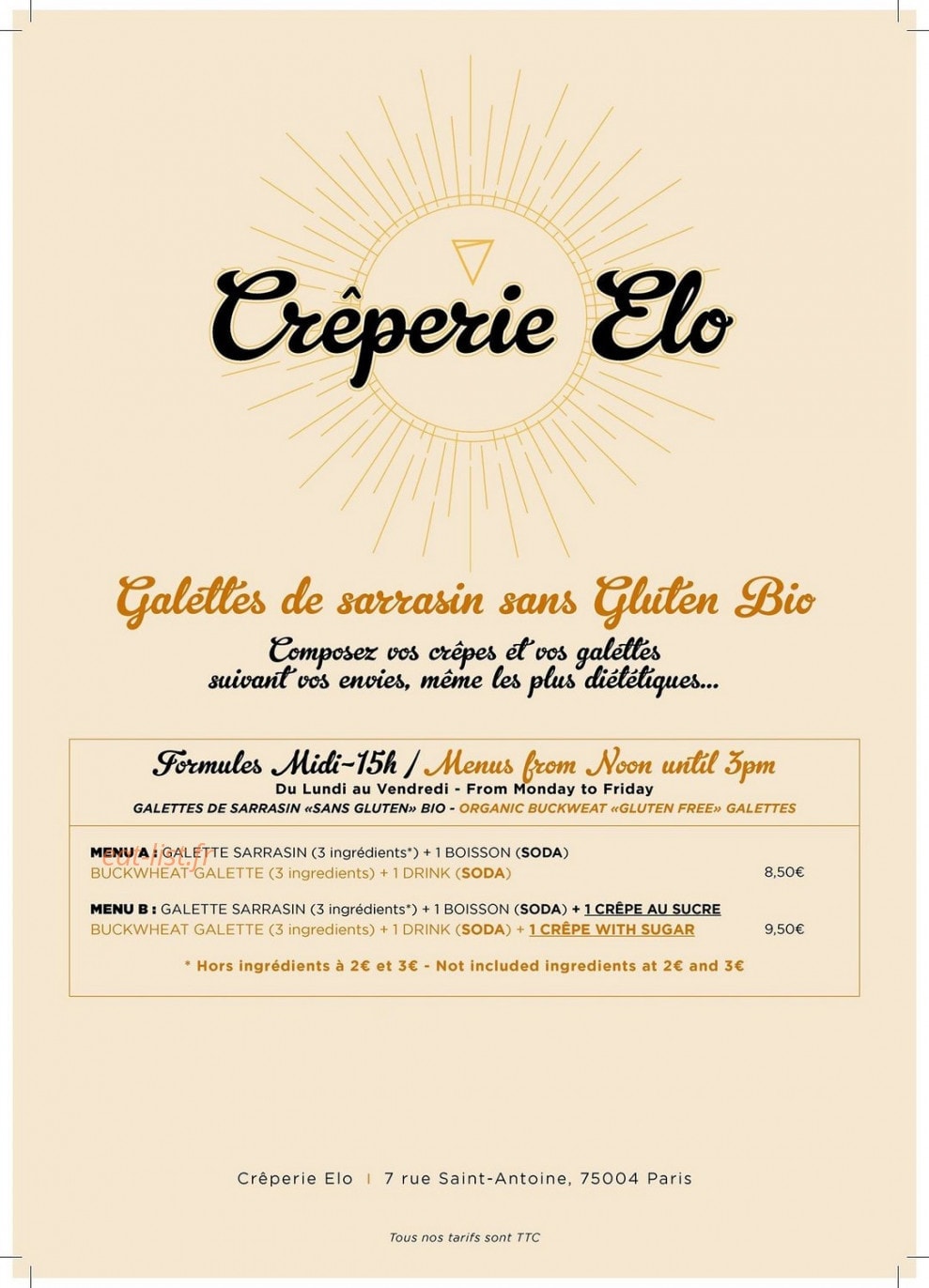 Crêperie Elo — carte page 1