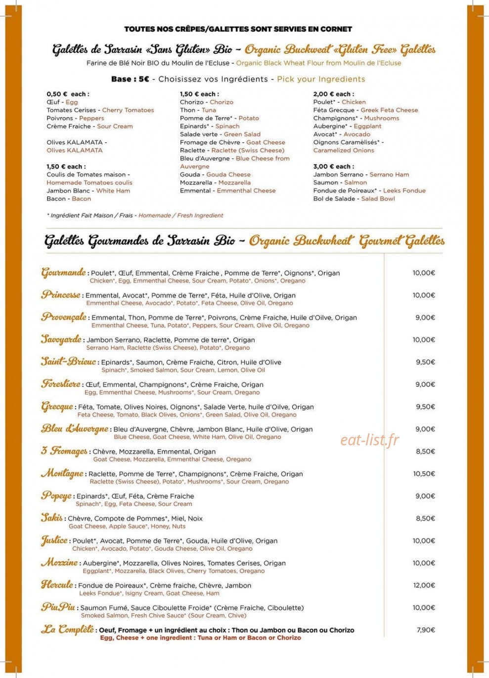 Crêperie Elo — carte page 2