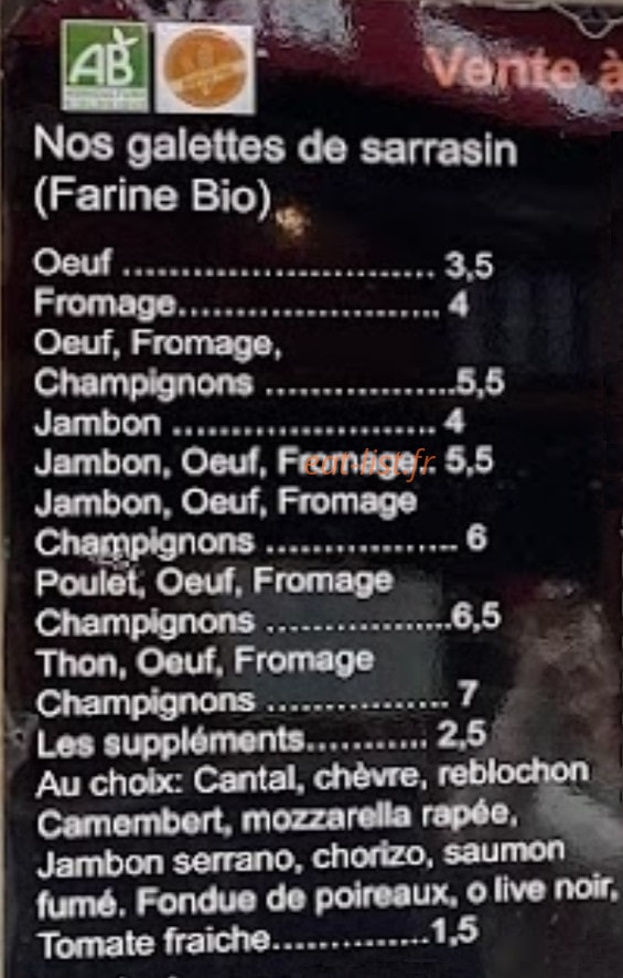 Crêperie île saint louis — carte page 1