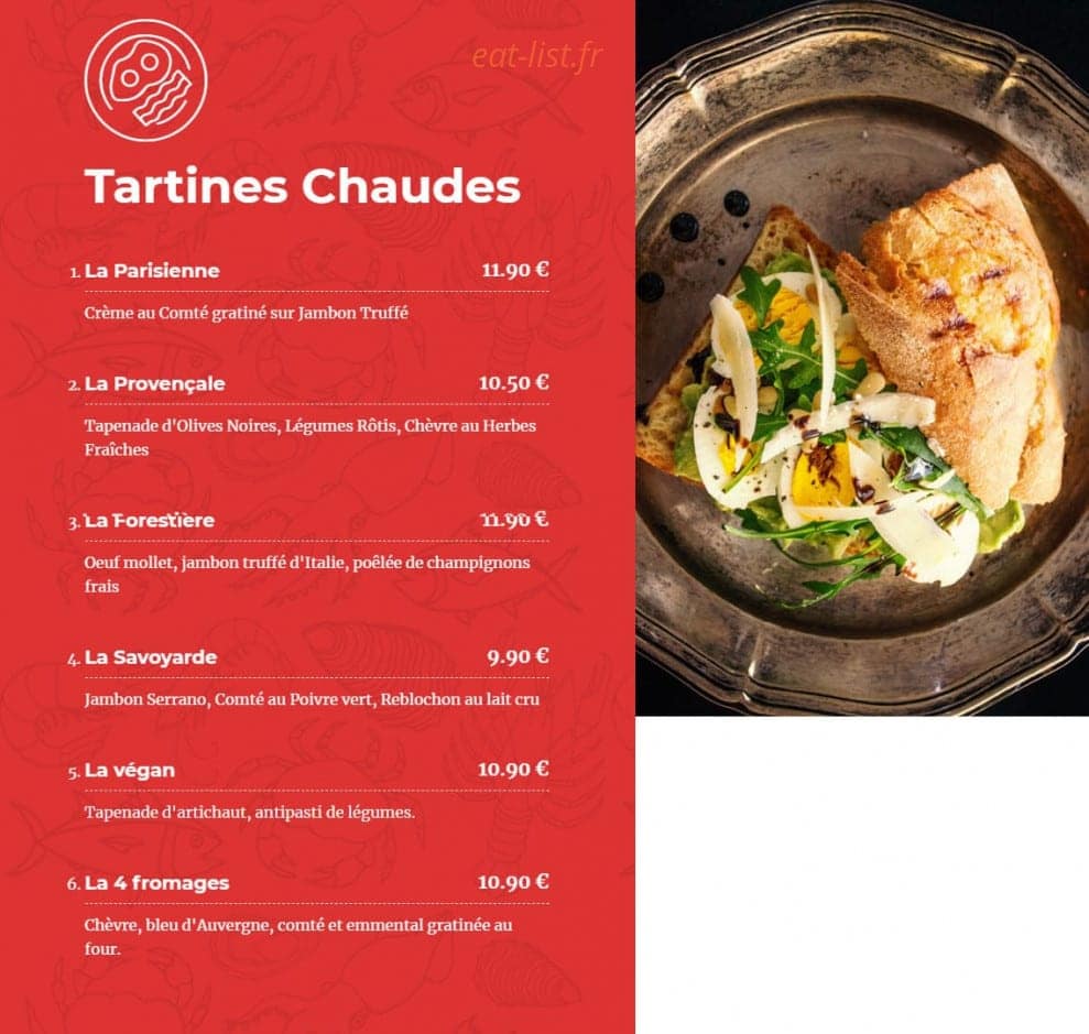 Dame Tartine — carte page 2