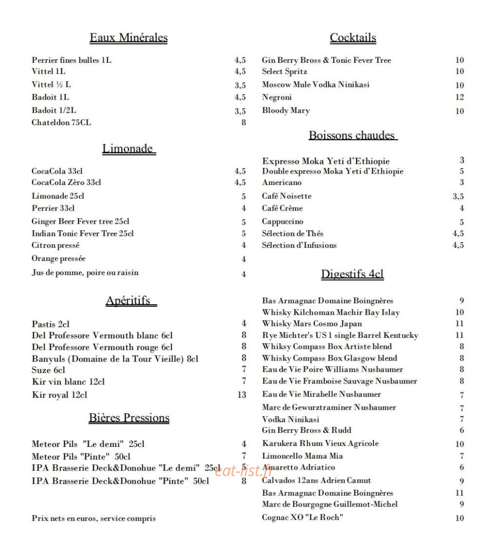 Grande Brasserie — carte page 13
