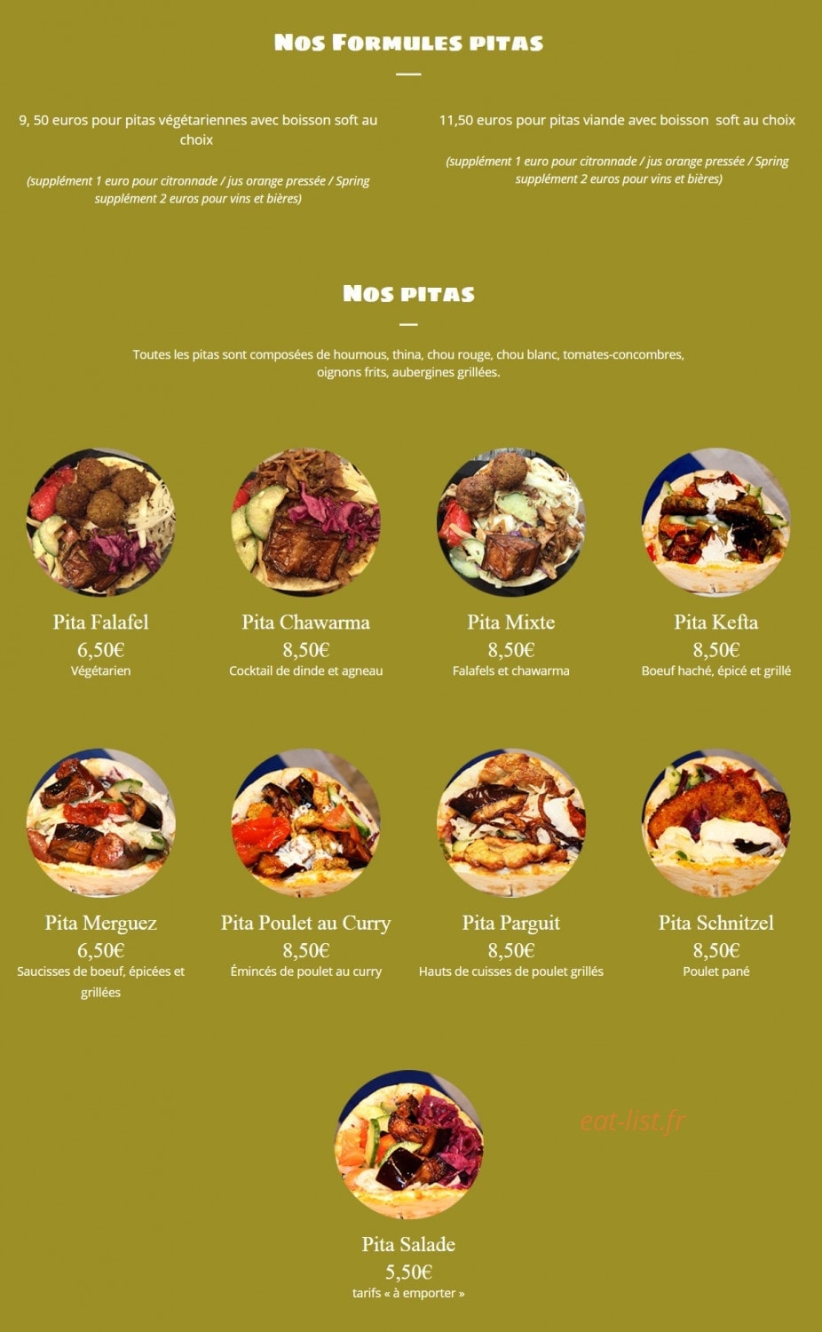 King Falafel Palace — carte page 1