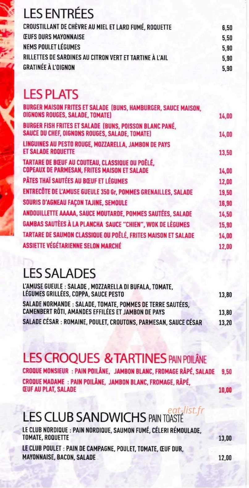 L'amuse Gueule — carte page 4