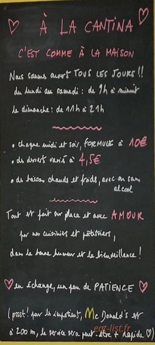 La Cantina des Arches — carte page 1
