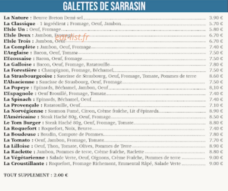 La Crêpe en l’Isle — carte page 1