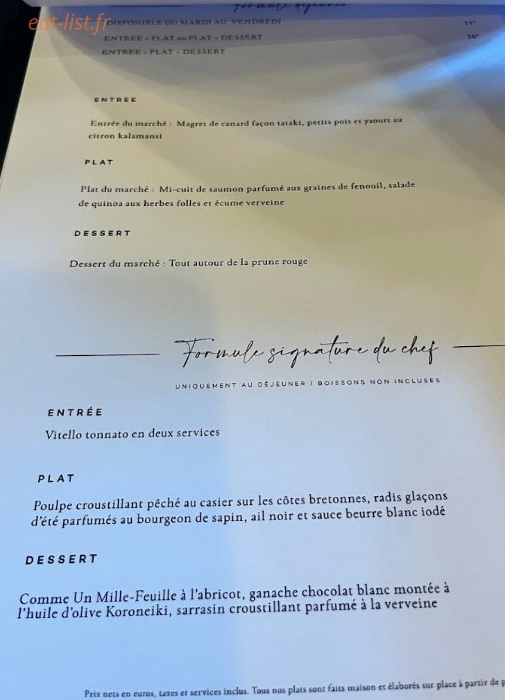 La Table Cachée — carte page 1