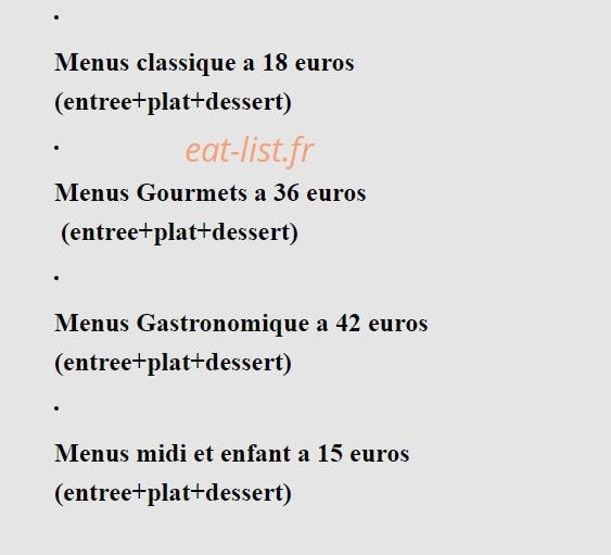 La Table des Gourmets — carte page 1