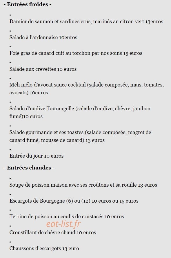 La Table des Gourmets — carte page 2