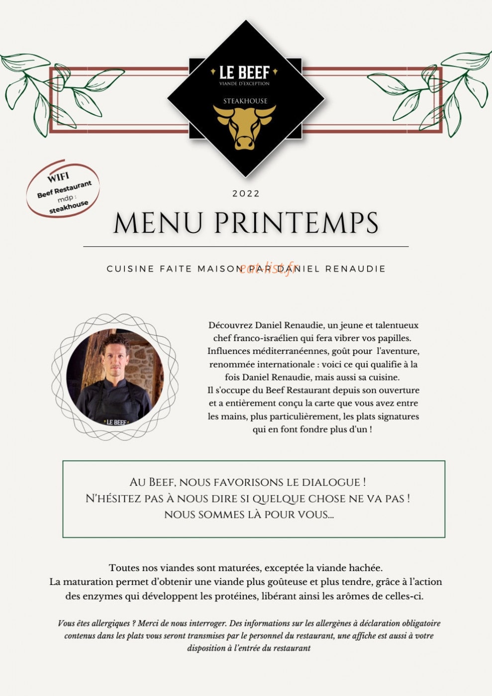 Le Beef — carte page 1