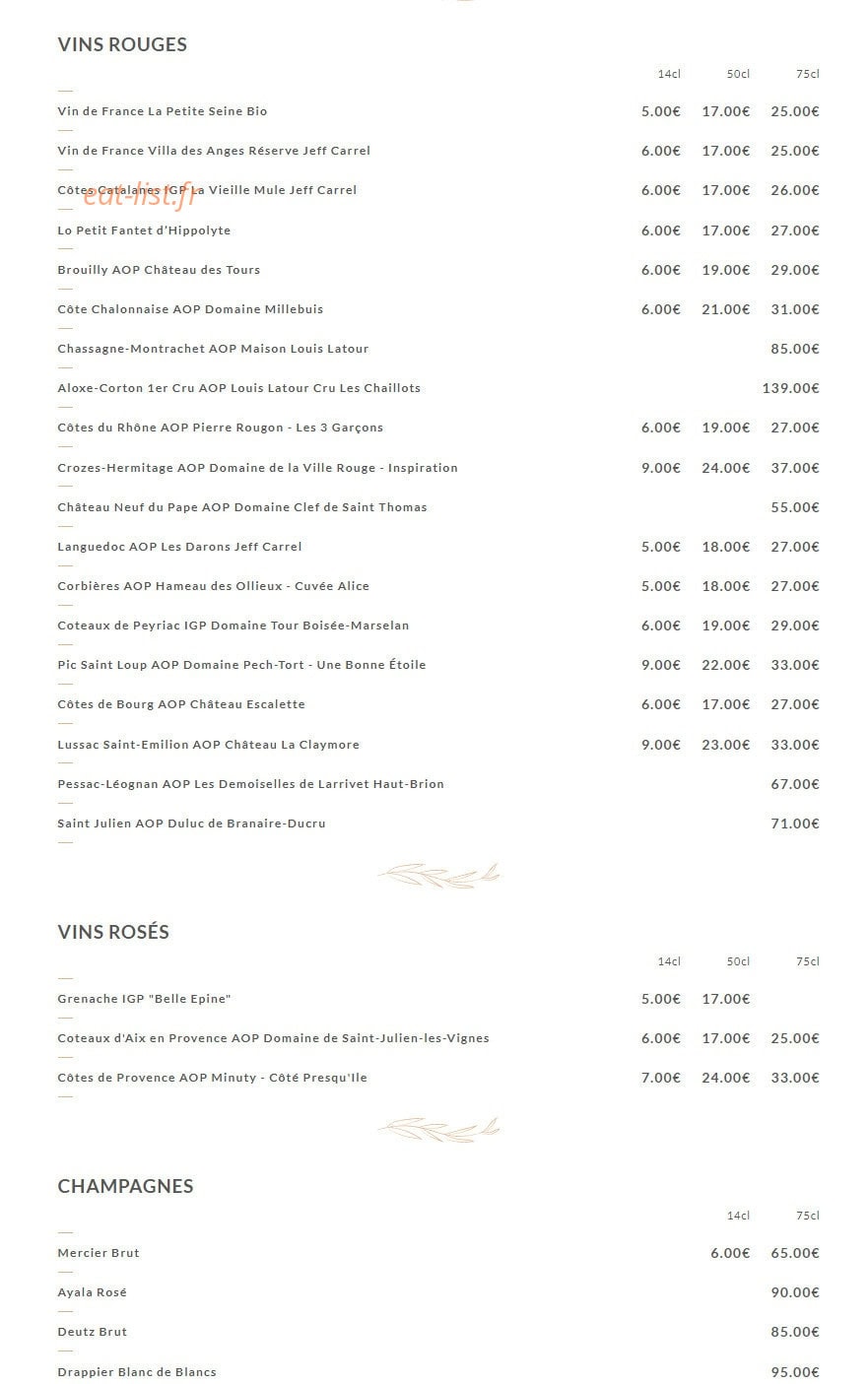 Le Bistrot de la Place — carte page 3
