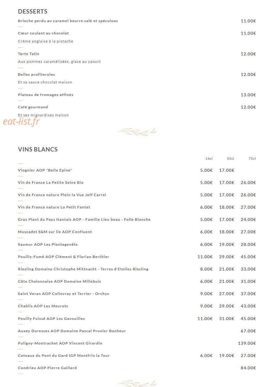 Le Bistrot de la Place — carte page 2