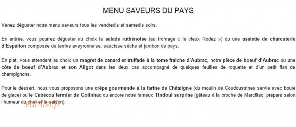 Le bistrot des vosges — carte page 1