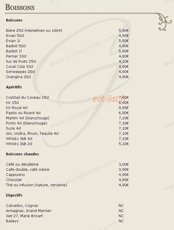 Le Caveau de l'Isle — carte page 4