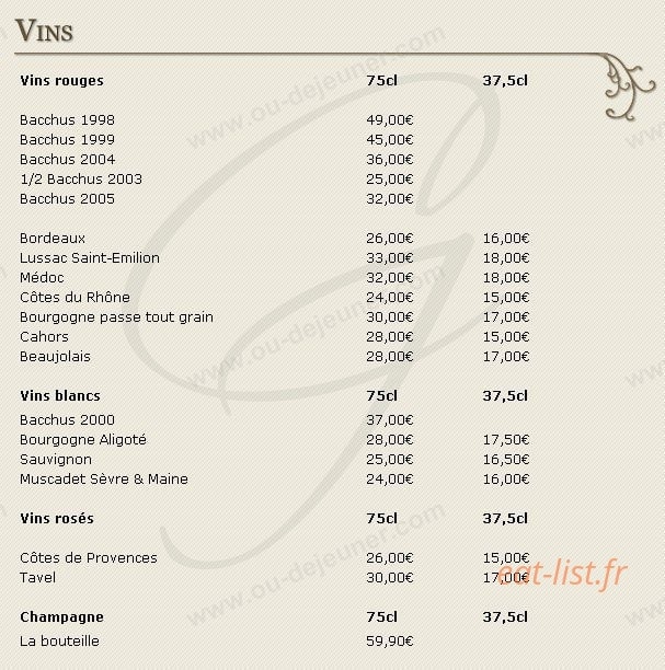 Le Caveau de l'Isle — carte page 5
