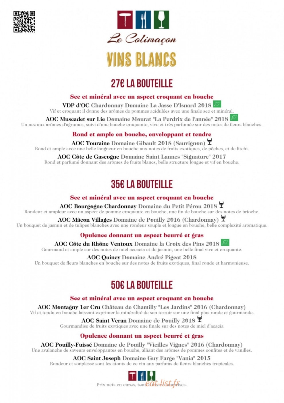 Le Colimaçon — carte page 8