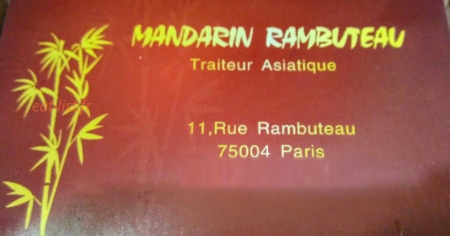 Le Mandarin de Rambuteau — carte page 1