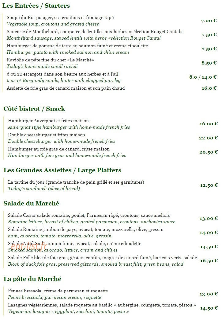 Le marché — carte page 1