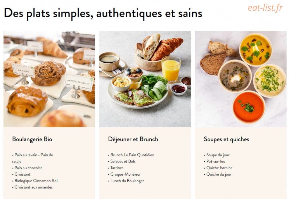 Le Pain Quotidien — carte page 1