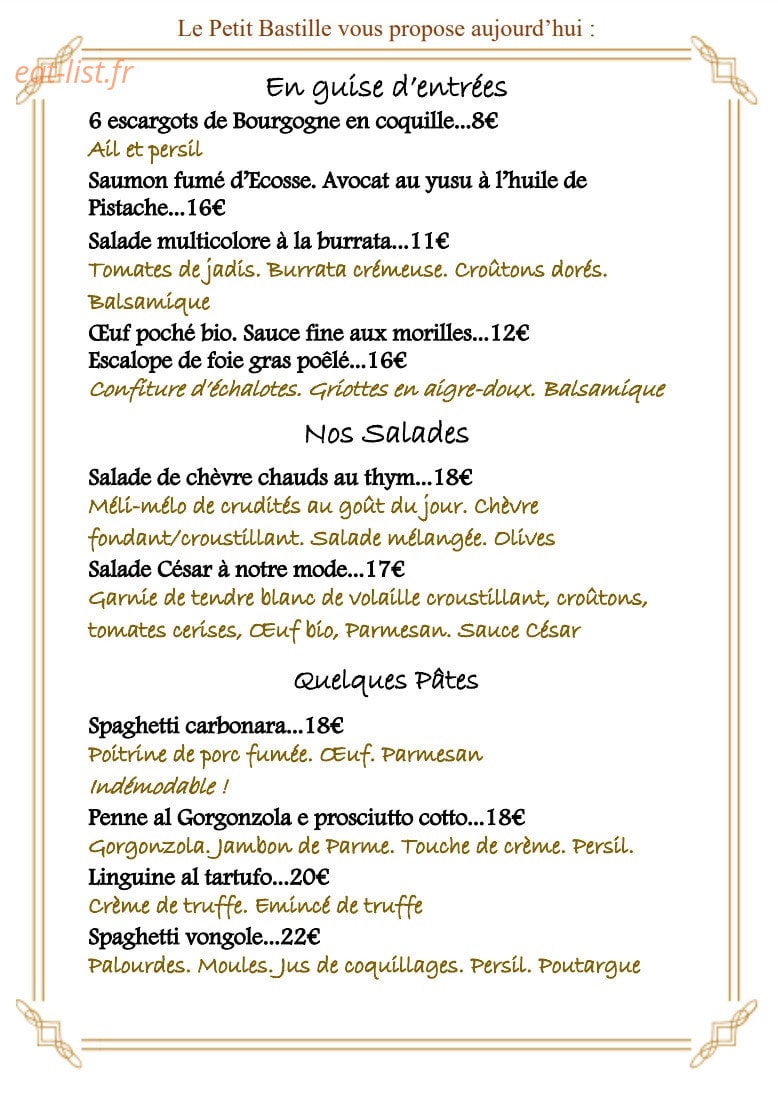 Le petit Bastille — carte page 1