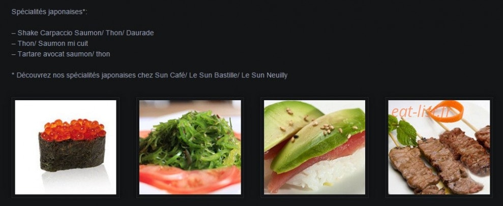 Le sun cafe — carte page 1