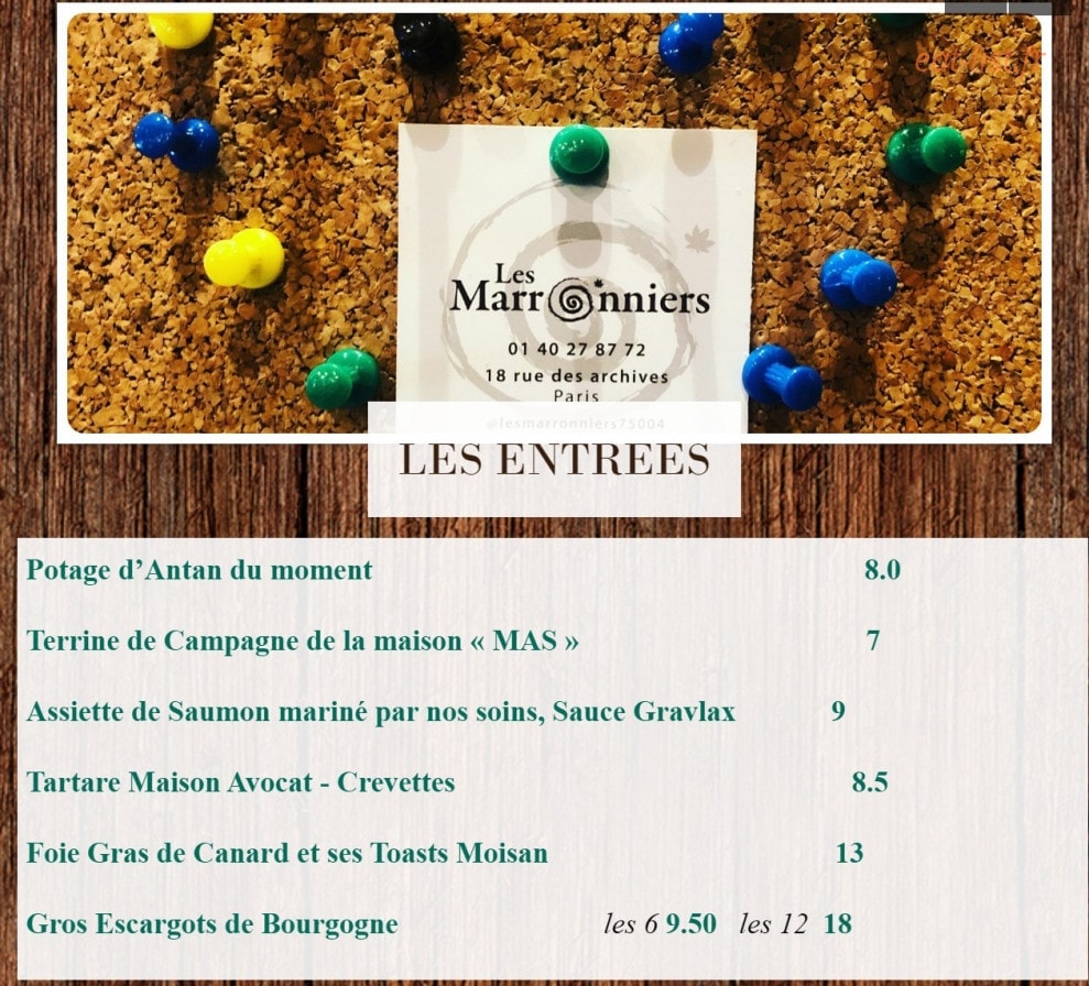 Les Marronniers  — carte page 1