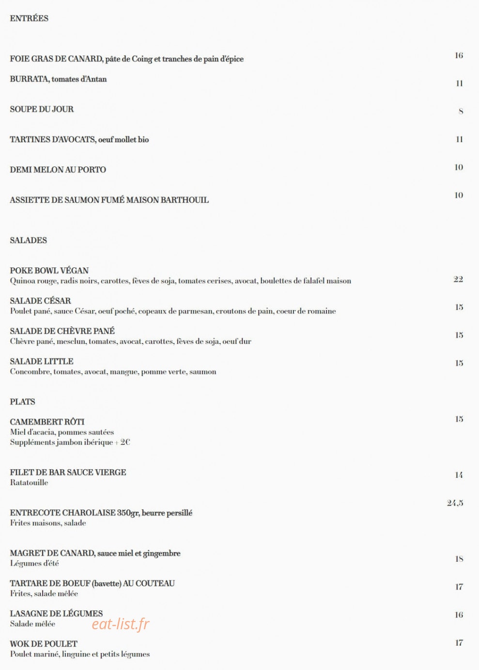 Little Café — carte page 1