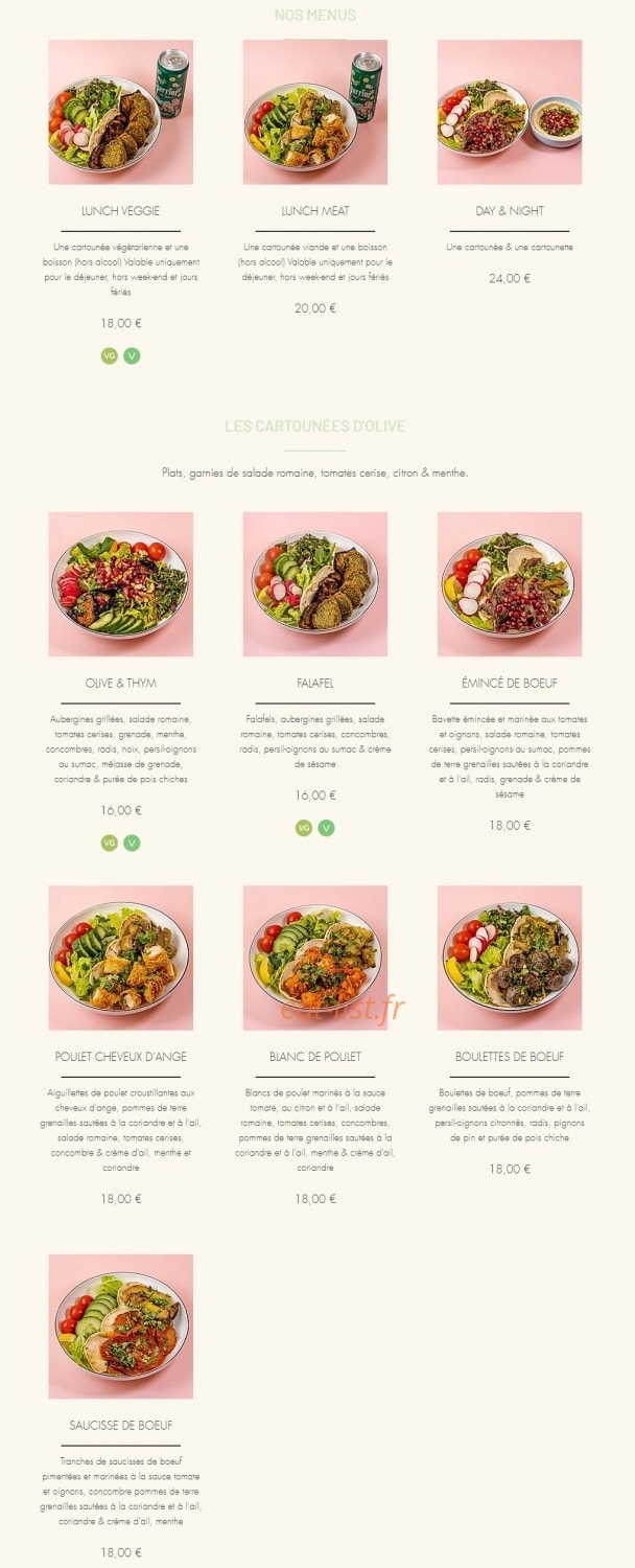 Olive & Thym — carte page 1