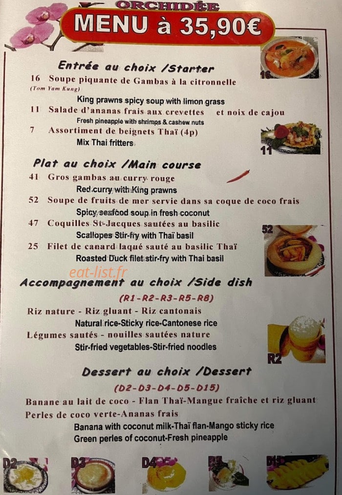 Orchidée Khmer & Thaï — carte page 6