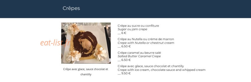 Pain d'Epices — carte page 6