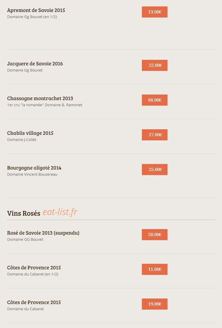 Pain Vin Fromages — carte page 14