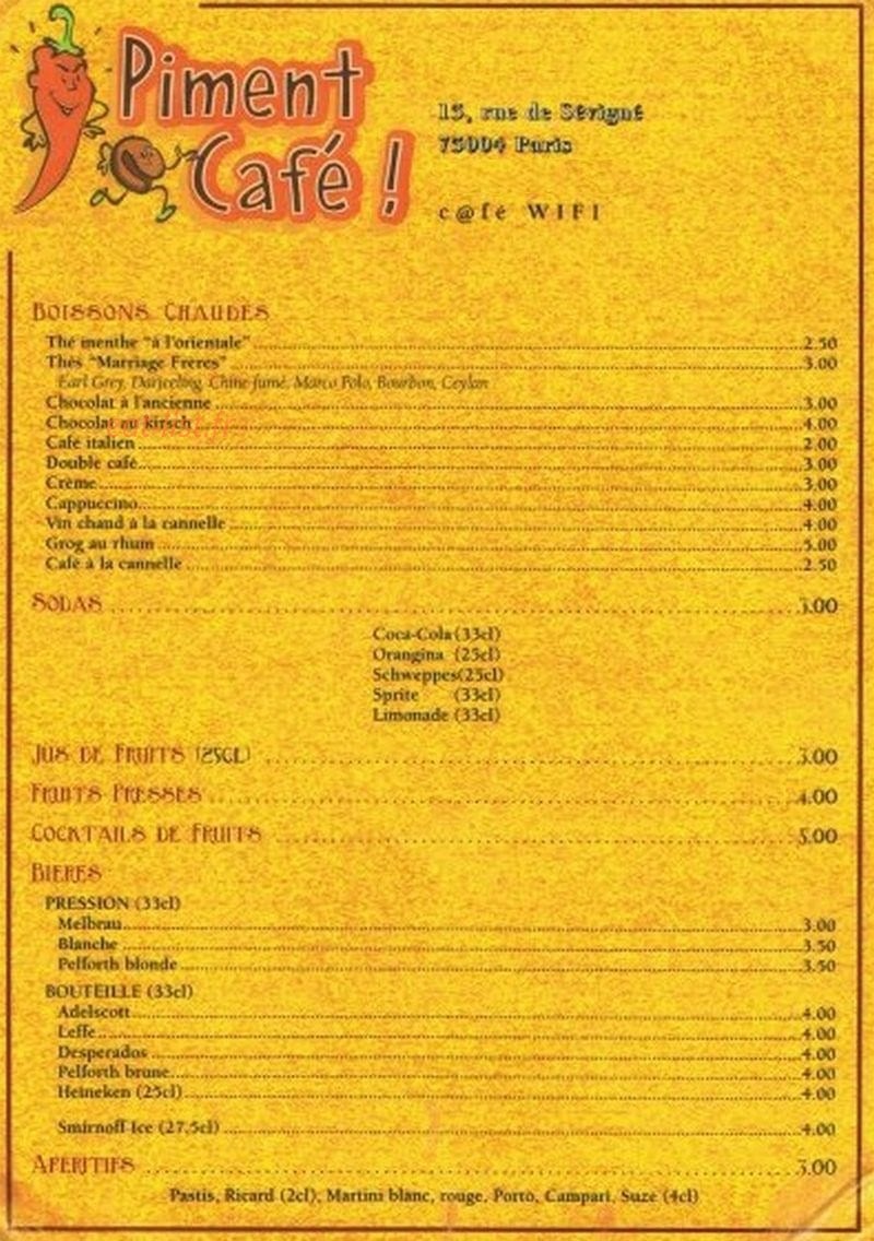 Piment café — carte page 1
