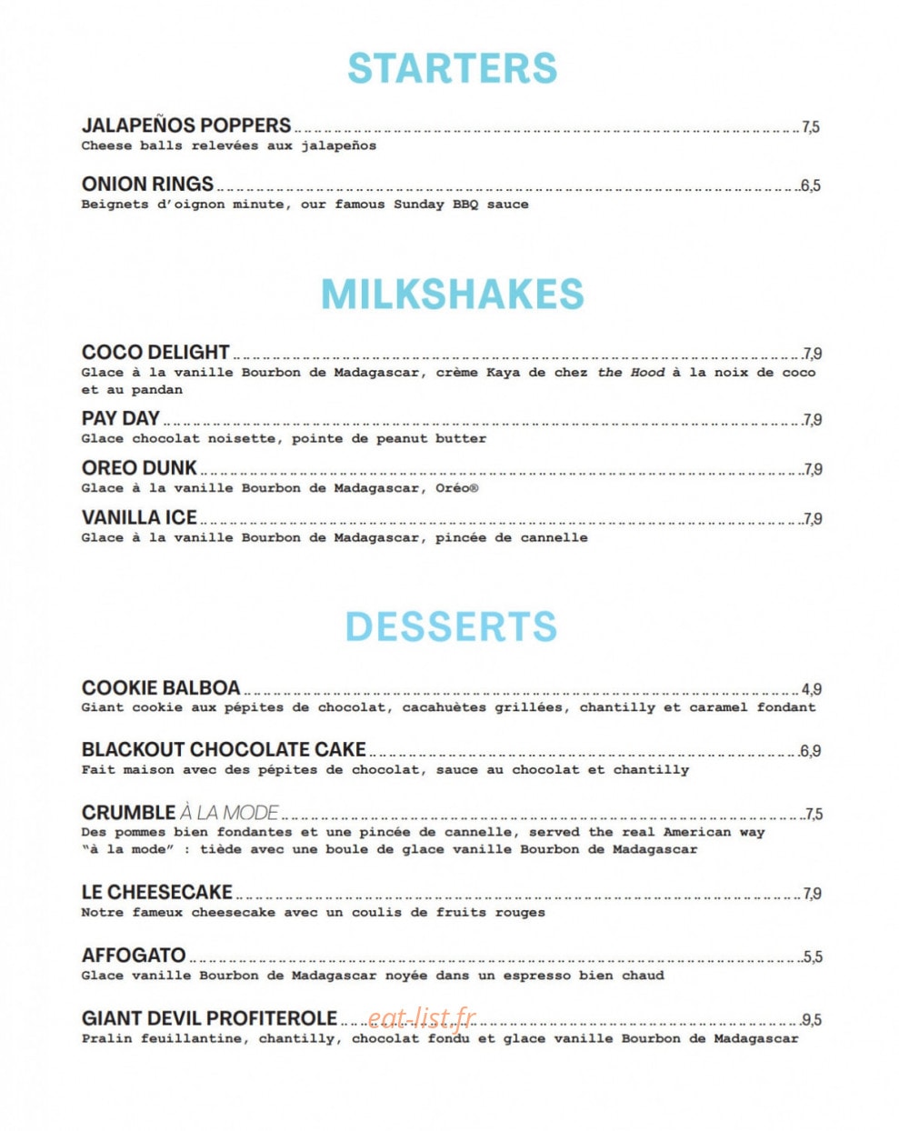 Pny Burger — carte page 2