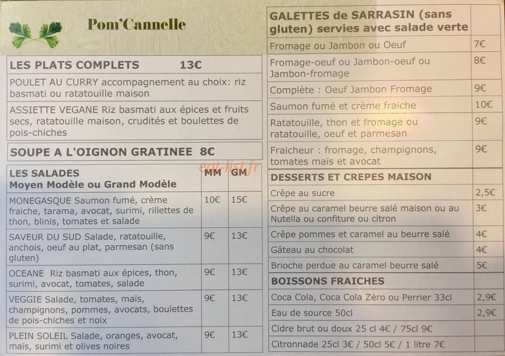 Pom'Cannelle — carte page 1