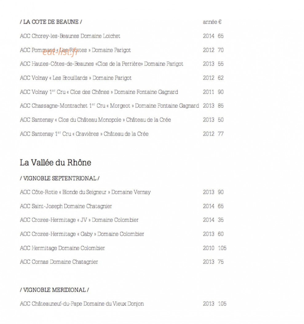 Restaurant H — carte page 6