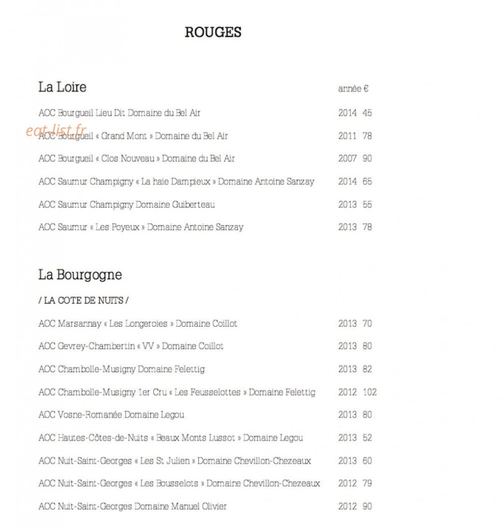 Restaurant H — carte page 5