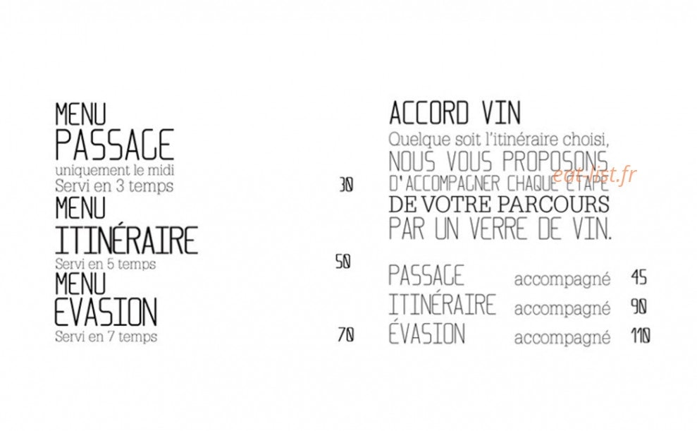 Restaurant H — carte page 1