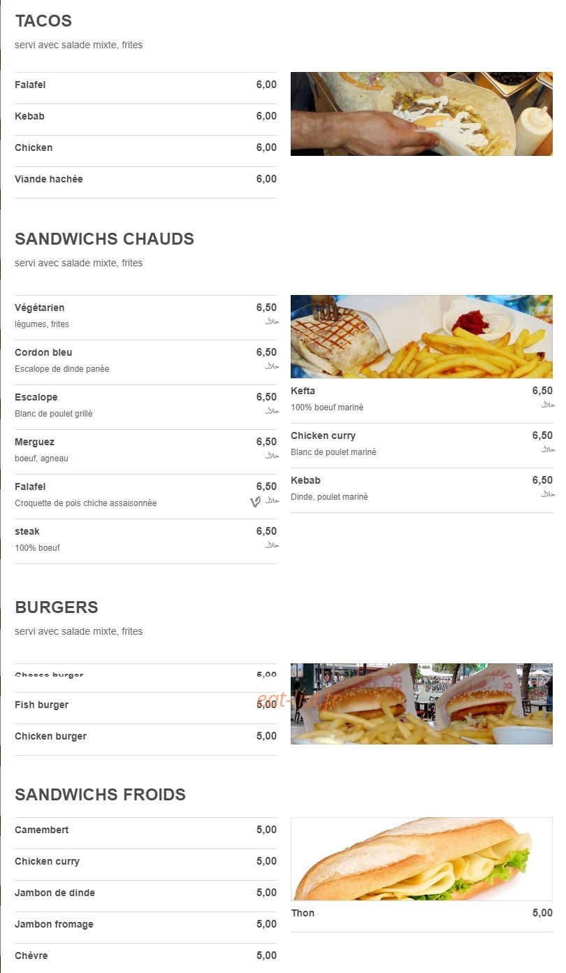 Resto'Beaubourg — carte page 1