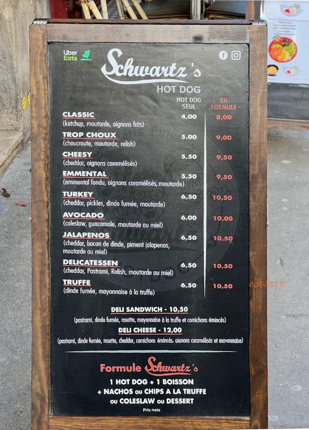 Schwartz's Hot Dog — carte page 1
