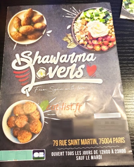 Shawarma lovers — carte page 1