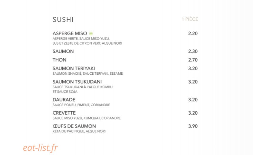 Sushi Shop — carte page 19