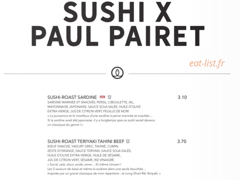 Sushi Shop — carte page 18