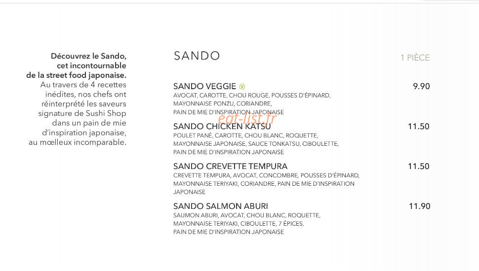Sushi Shop — carte page 15