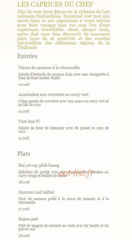 Tamarind — carte page 3