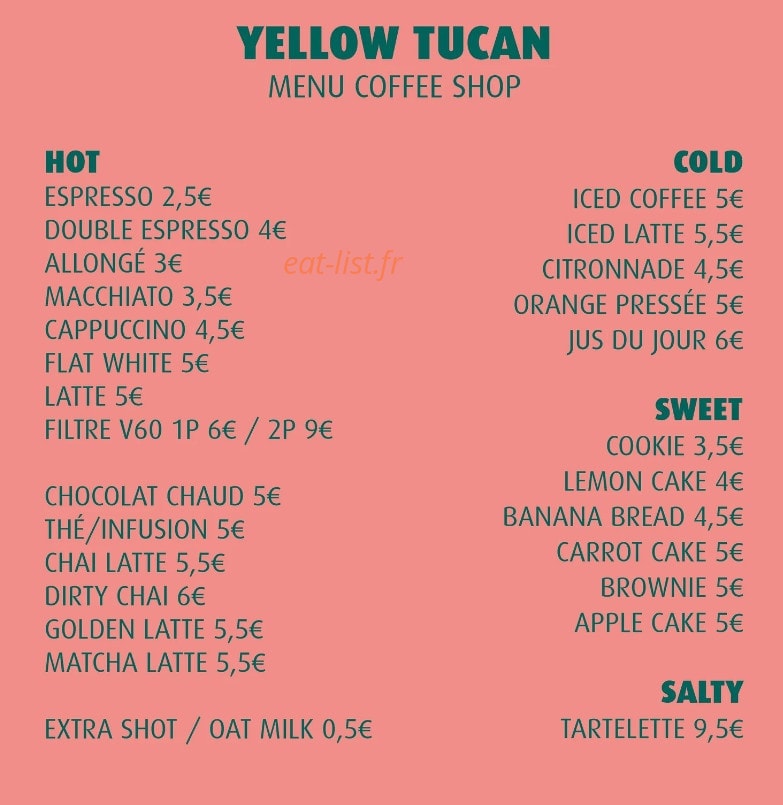 Yellow Tucan — carte page 1