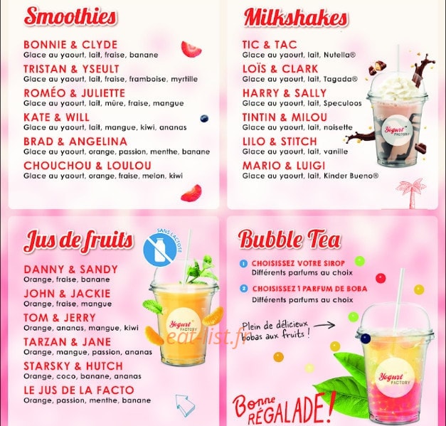 Yogurt Factory — carte page 2