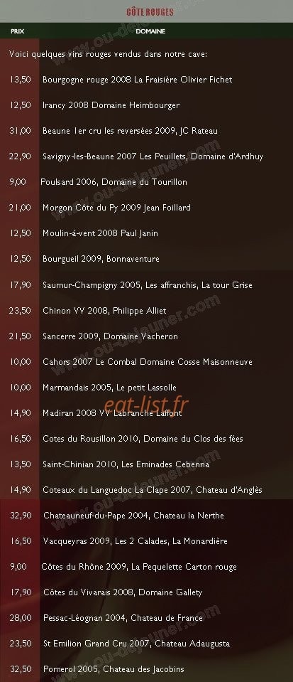 5ème Cru  — carte page 3