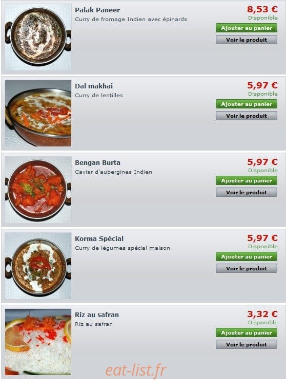 Allo Resto Indien — carte page 5